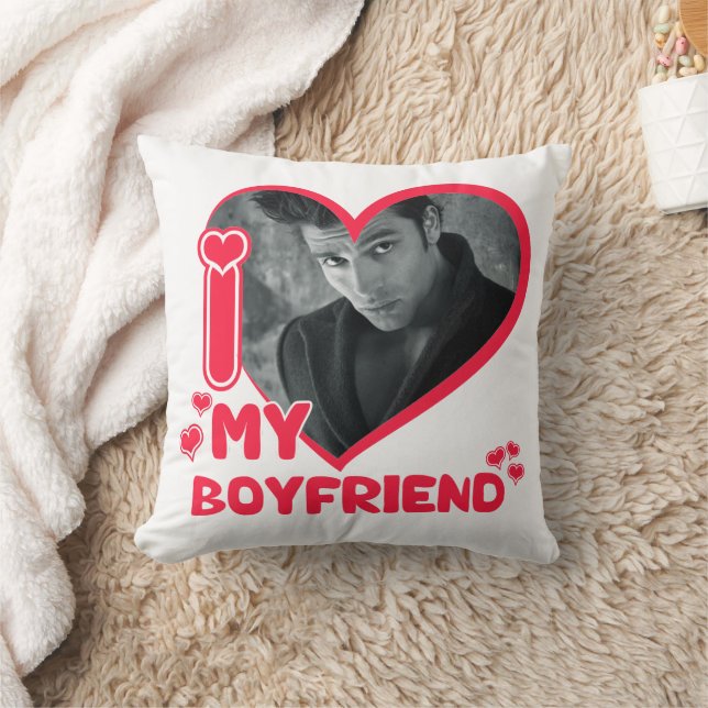 I Love My Boyfriend Custom Photo Gift Cute Cushion (Blanket)