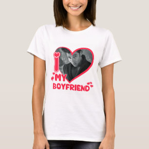 I Love My Boyfriend Custom Photo Heart Love  T-Shirt
