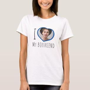 I love my boyfriend custom photo heart T-Shirt