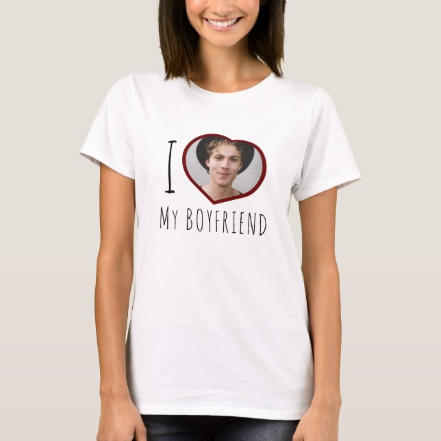 I love my boyfriend custom photo heart T-Shirt (Front)