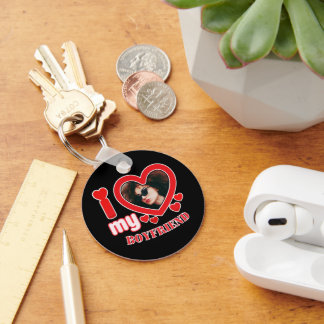 I Love My Boyfriend Custom Photo Key Ring