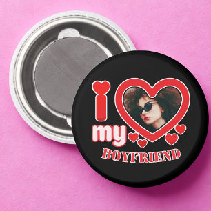 I Love My Boyfriend Custom Photo Magnet