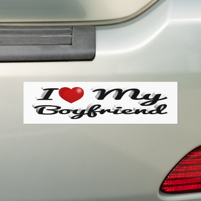 I Love My Boyfriend cute black text Bumper Sticker (On Car)