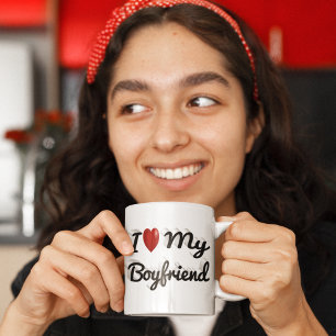 I Love My Boyfriend cute black text   Large Coffee Mug