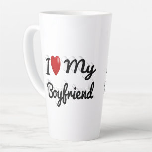 I Love My Boyfriend cute black text  Latte Mug