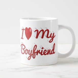 I Love My Boyfriend cute red text Large Coffee Mug