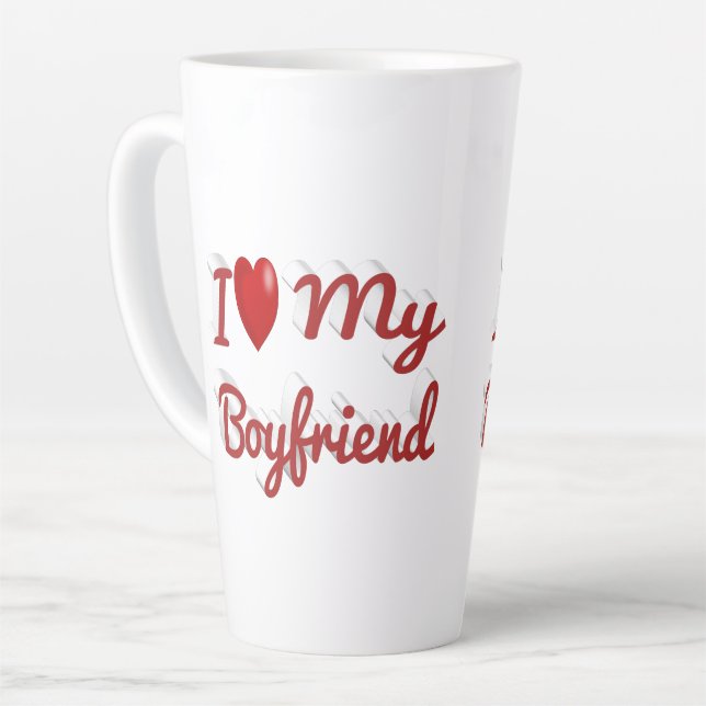 I Love My Boyfriend cute red text  Latte Mug (Left Angle)