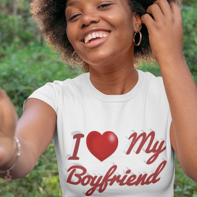 I Love My Boyfriend cute red text T-Shirt (Creator Uploaded)