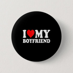 I Love My Boyfriend Fun Valentine Red Heart Love 6 Cm Round Badge