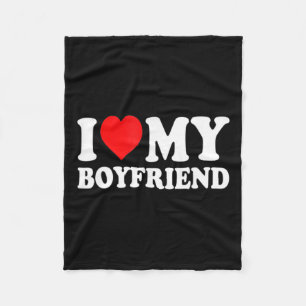 I Love My Boyfriend Fun Valentine Red Heart Love  Fleece Blanket