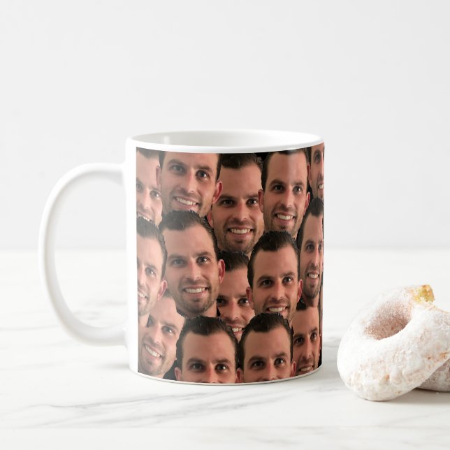 I love my boyfriend funny face photo gift coffee mug (With Donut)