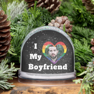 I Love My Boyfriend Gay Pride LGBTQ Custom Photo Snowglobe