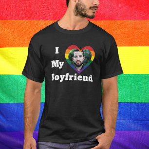 I Love My Boyfriend Gay Pride LGBTQ Custom Photo T-Shirt