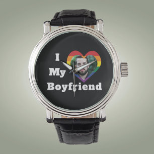 I Love My Boyfriend Gay Pride LGBTQ Custom Photo Watch
