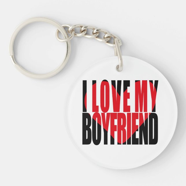 I Love My Boyfriend Heart Custom Photo  Key Ring (Front)