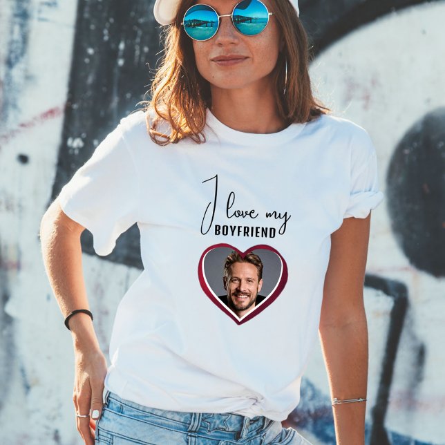 I love my Boyfriend Heart Photo Women T-Shirt (Creator Uploaded)