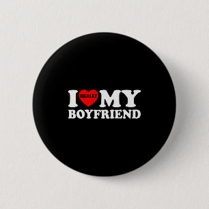 I Love My Boyfriend I Heart Bf Funny Couple Valent 6 Cm Round Badge