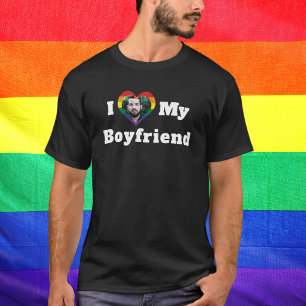I Love My Boyfriend LGBTQ Gay Pride Custom Photo T-Shirt