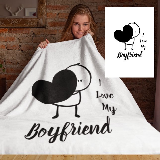 I Love My BOYFRIEND - Modern personalised Custom Fleece Blanket (Creator Uploaded)