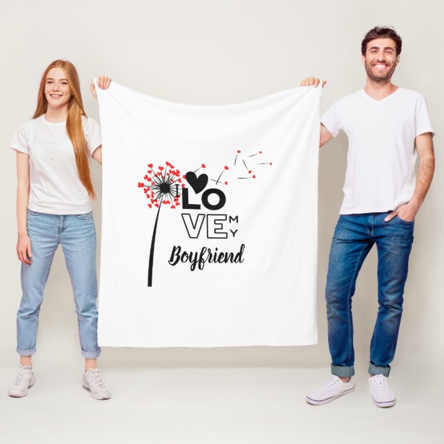 I Love My BOYFRIEND - Modern personalised Custom Fleece Blanket (In Situ)