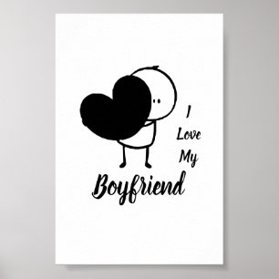 I Love My BOYFRIEND - Modern personalised Custom Poster