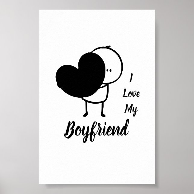 I Love My BOYFRIEND - Modern personalised Custom Poster (Front)