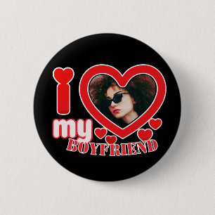 I Love My Boyfriend Personalised 6 Cm Round Badge