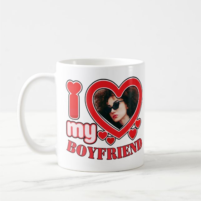 I Love My Boyfriend Personalised Photo Coffee Mug (Left)