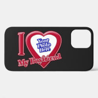 I Love My Boyfriend Photo Red Heart Black