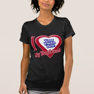 I Love My Boyfriend Photo Red Heart Black T-Shirt