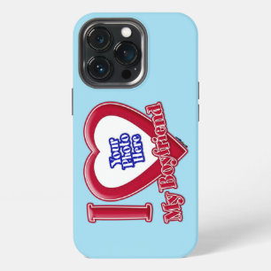 I Love My Boyfriend Photo Red Heart Blue Horizon iPhone 13 Pro Case
