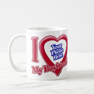 I Love My Boyfriend Photo Red Heart Coffee Mug
