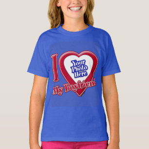 I Love My Boyfriend Photo Red Heart D R Blue T-Shirt