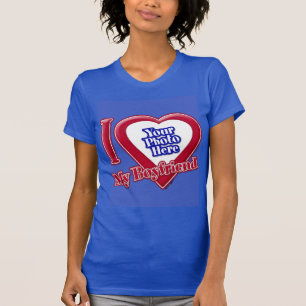 I Love My Boyfriend Photo Red Heart D R Blue T-Shirt