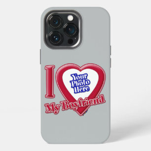 I Love My Boyfriend Photo Red Heart Grey iPhone 13 Pro Case