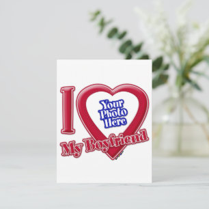 I Love My Boyfriend Photo Red Heart Holiday Card