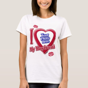 I Love My Boyfriend Photo Red Heart Lips T-Shirt