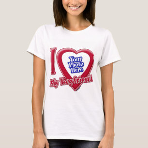I Love My Boyfriend Photo Red Heart T-Shirt