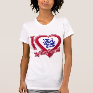 I Love My Boyfriend Photo Red Heart T-Shirt