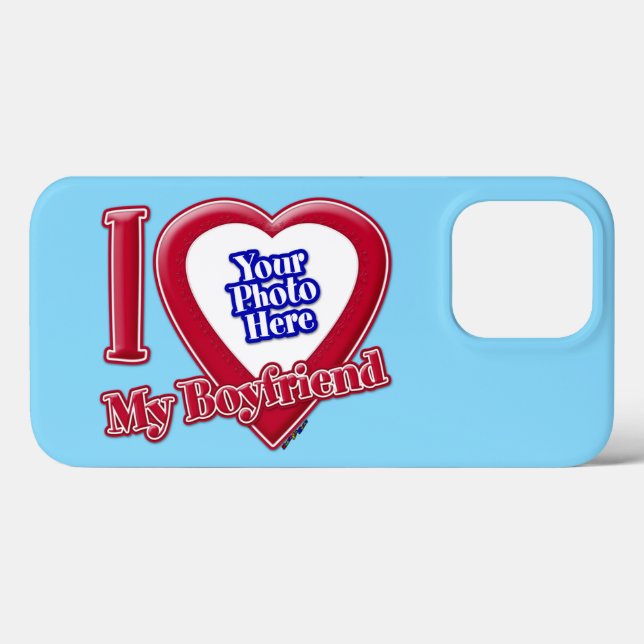 I Love My Boyfriend Photo Red Heart Turquoise Case-Mate iPhone Case (Back (Horizontal))