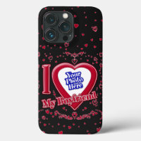 I Love My Boyfriend Photo Red Hearts Black