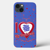 I Love My Boyfriend Photo Red Hearts Deep Royal Bl