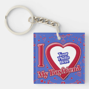 I Love My Boyfriend Photo Red Hearts Deep Royal Bl Key Ring