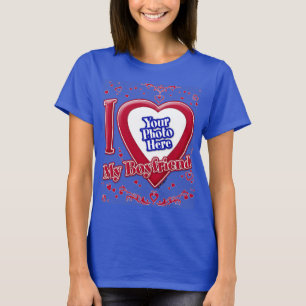 I Love My Boyfriend Photo Red Hearts Deep Royal Bl T-Shirt