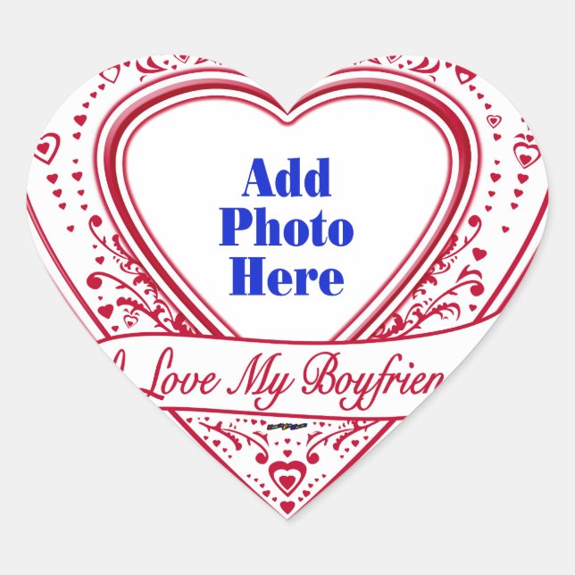 I Love My Boyfriend! Photo Red Hearts Heart Sticker (Front)