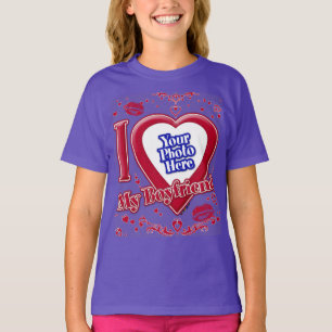 I Love My Boyfriend Photo Red Hearts Purple T-Shirt