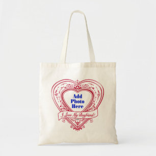 I Love My Boyfriend! Photo Red Hearts Tote Bag