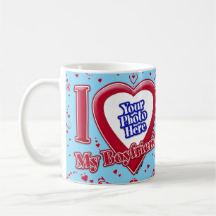 I Love My Boyfriend Photo Red Hearts Turquoise Coffee Mug