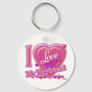 I Love My Boyfriend pink/purple - hearts Key Ring