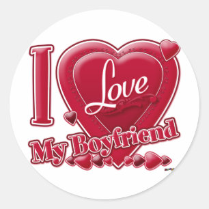I Love My Boyfriend red - heart Classic Round Sticker